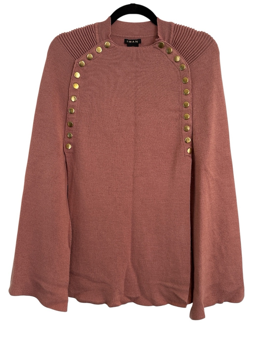 Iman Mauve Pink Poncho/Cape with Gold Button Details